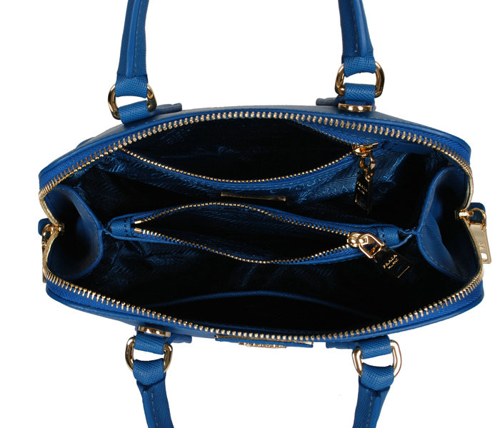 2014 Prada Saffiano Leather Small Two Handle Bag BL0838 blue for sale